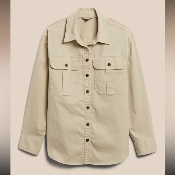 Reduced! BANANA REPUBLIC Cotton 4-season Shirt/Jacket, Large, Wheat - Picture 2 of 12